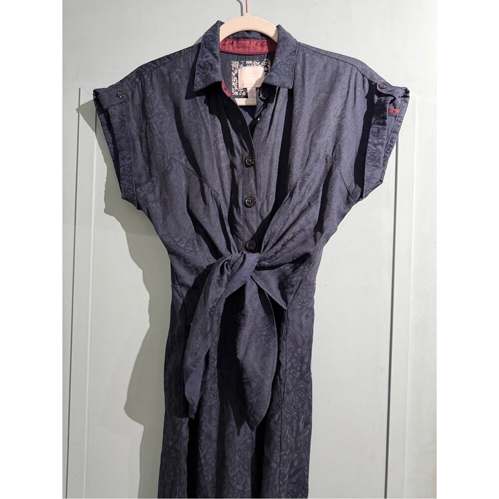 Ett:Twa Anthropologie Navy Patterned James Tie-Waist Jumpsuit Size 2 - Picture 10 of 12